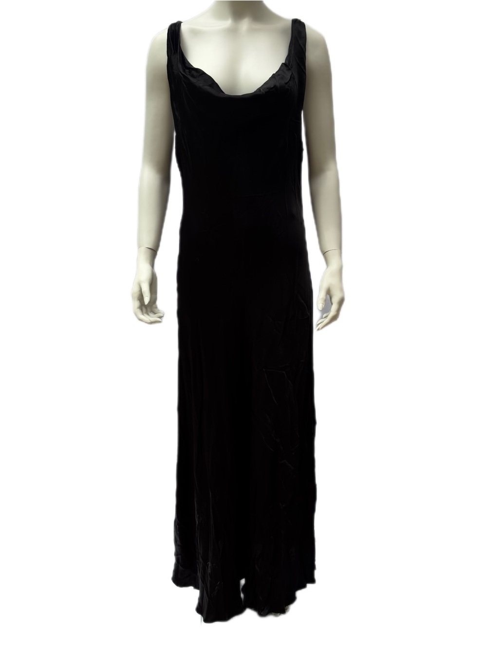 Zara Black Satin Draped Cowl Neck Open Back Maxi Dress XL NWT $99